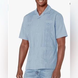 New Mens 4x Big and Tall Cubavera Short Sleeve Button Down Shirt Blue